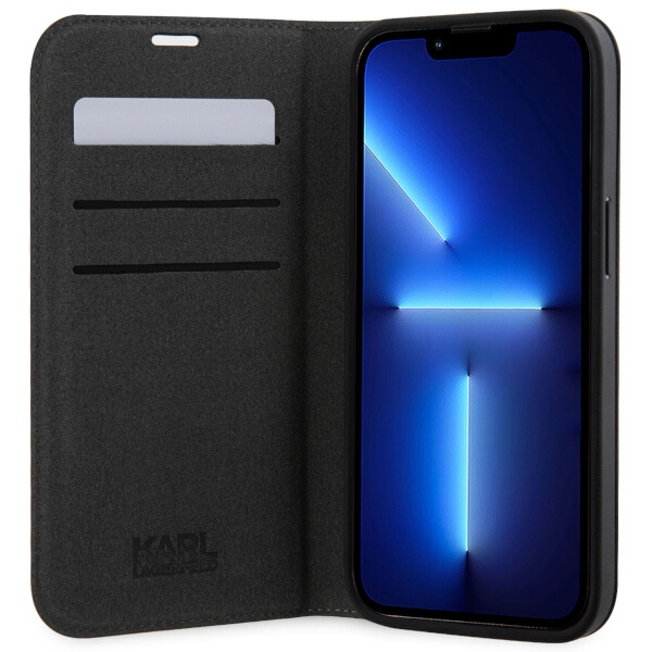 Case Karl Lagerfeld KLBKP14SSANKCPK iPhone 14 6.1" bookcase black/black Saffiano Karl &amp; Choupette Case