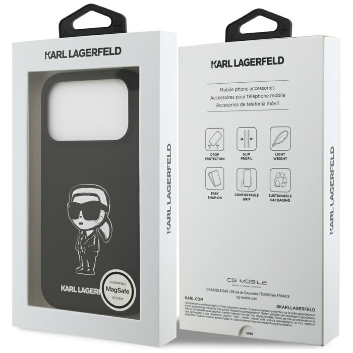 Etui Karl Lagerfeld Silicone Karl Sketch & Logo MagSafe do iPhone 17 Pro czarny