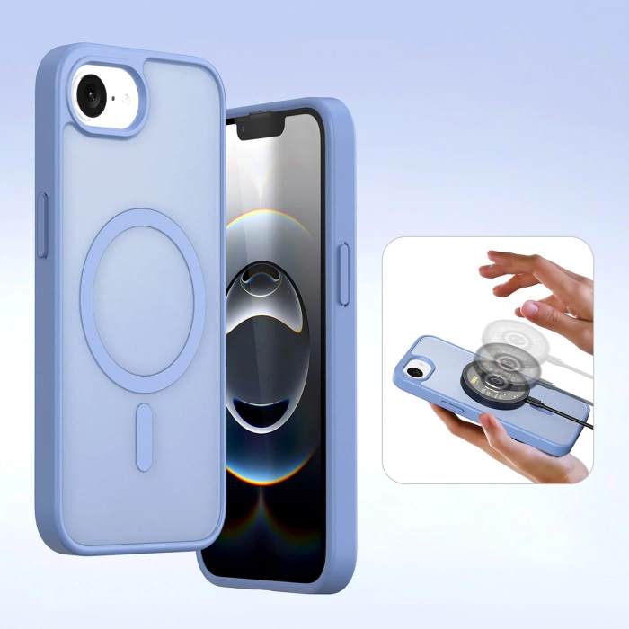 Dux Ducis Lawa iPhone 16e Lederhülle mit abnehmbarer magnetischer Brieftasche - Blau