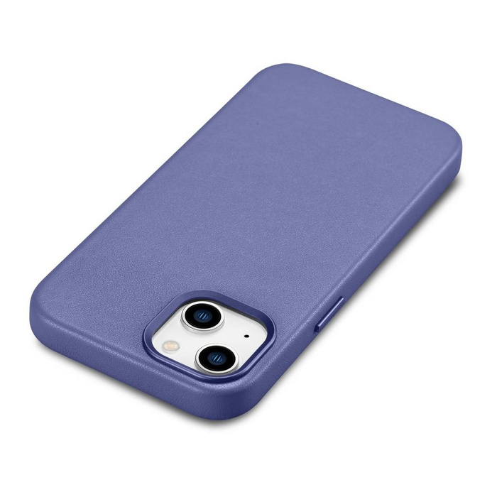 iCarer Case Leather Housse en cuir véritable pour iPhone 14 Plus violet clair (compatible MagSafe)