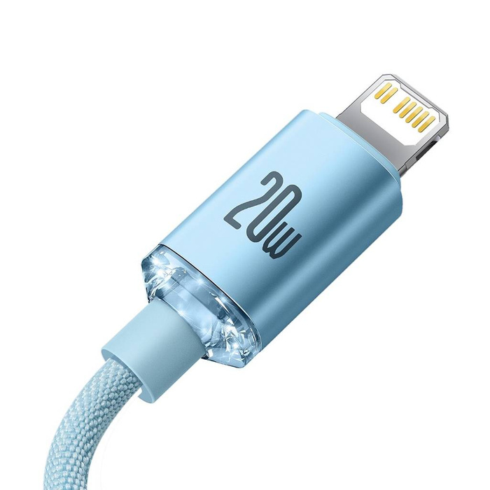 Baseus Crystal Shine Series Cable USB Tipo C - Entrega de energía de carga ultrarrápida 20W 1.2m azul ( Lightning )