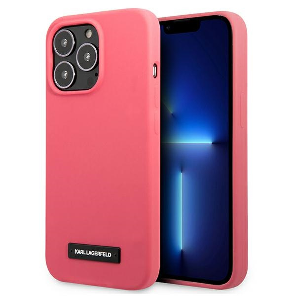 Hülle KARL LAGERFELD Apple iPhone 13 13 Pro Fuchsia Silikon Plaque Rosa Hartcase