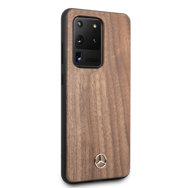 Pouzdro MERCEDES Samsung Galaxy S20 Ultra Wood Line ořechově hnědé pouzdro