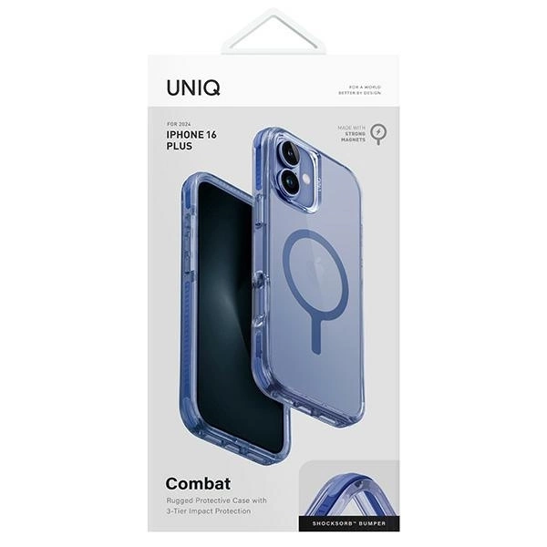 Etui UNIQ Combat iPhone 16 Plus 6.7" Magclick Charging niebieski/pearl blue