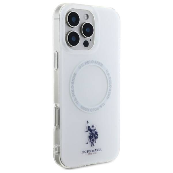 Etui US Polo iPhone 16 Pro 6.3" biały/white IML Ring MagSafe