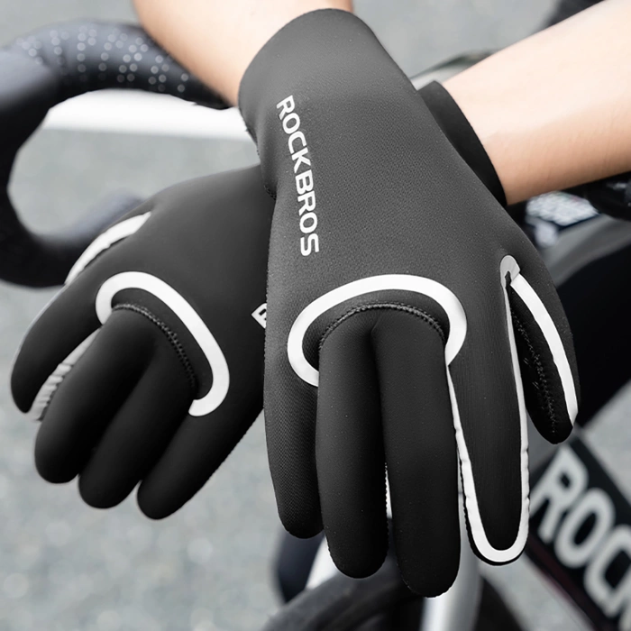 Rockbros Full Waterproof Cycling Gloves, Size: L/XL - Black