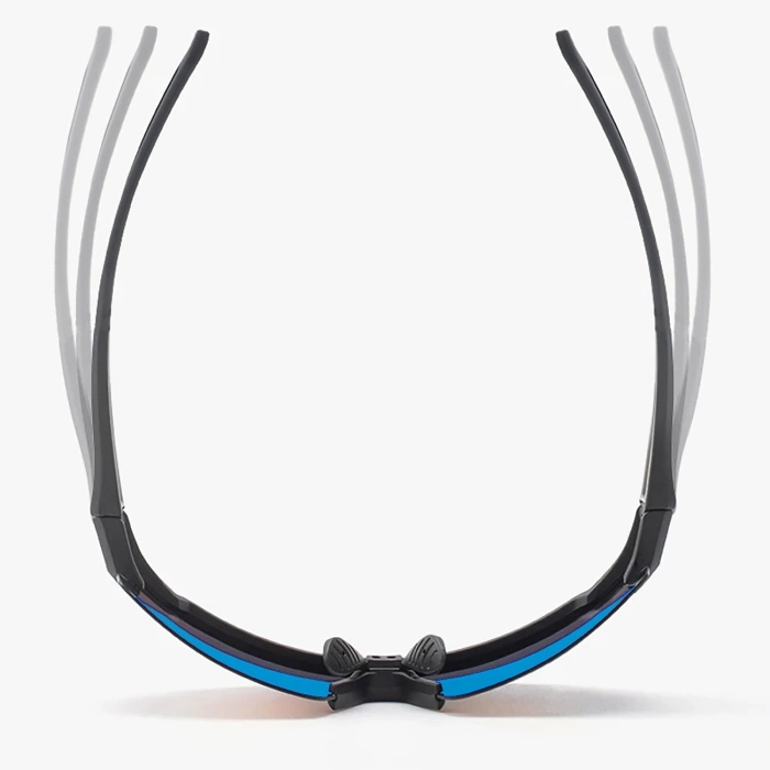 Rockbros Polarisierte Fahrradbrille mit UV-Schutz und Korrektureinsatz, blaue Gläser, Schwarz