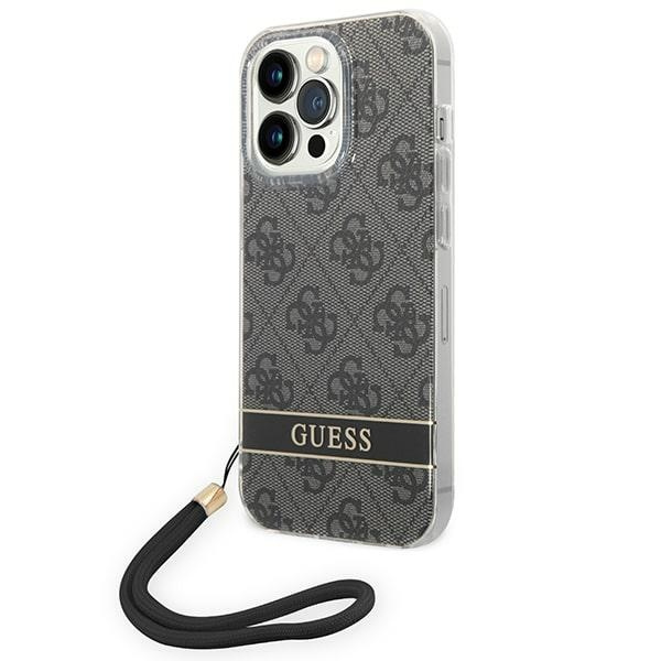 Guess GUOHCP14LH4STK iPhone 14 Pro 6.1" schwarz/schwarz hartcase 4G Print Strap