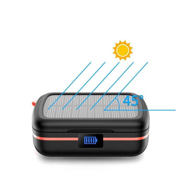 Choetech kopfhörer kabelloses TWS wasserdicht mit Solarpanel und eingebauter 2500mAh Powerbank schwarz (BH-T05)
