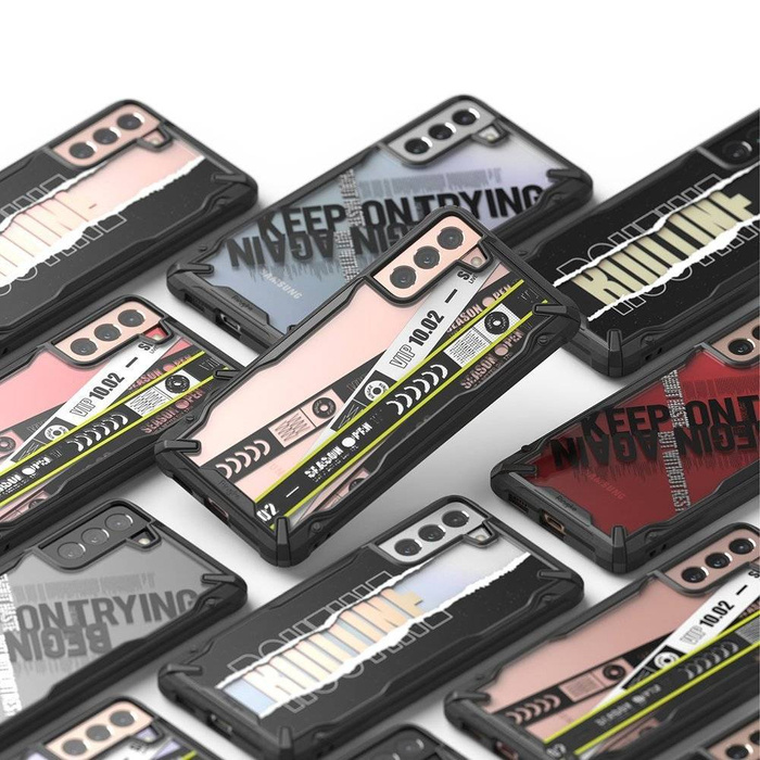 Custodia durevole per PC Ringke Fusion X Design con paraurti in TPU per Samsung Galaxy S21+ 5G (S21 Plus 5G) nero (Cross) (XDSG0053)