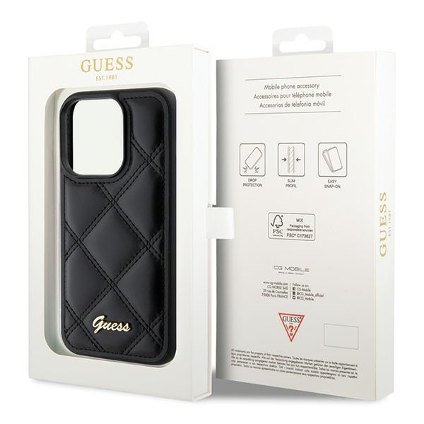 Etui Guess GUHCP15XPSQSQSK iPhone 15 Pro Max 6.7" czarny/black hardcase Quilted Metal Logo Case
