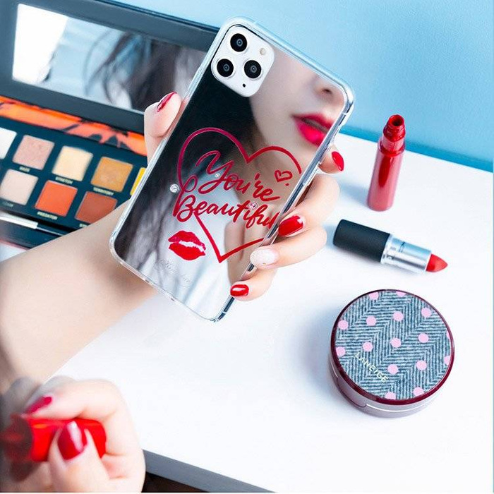 Custodia a specchio Kingxbar Angel decorata con cristalli originali Swarovski iPhone 11 Pro Max a specchio trasparente