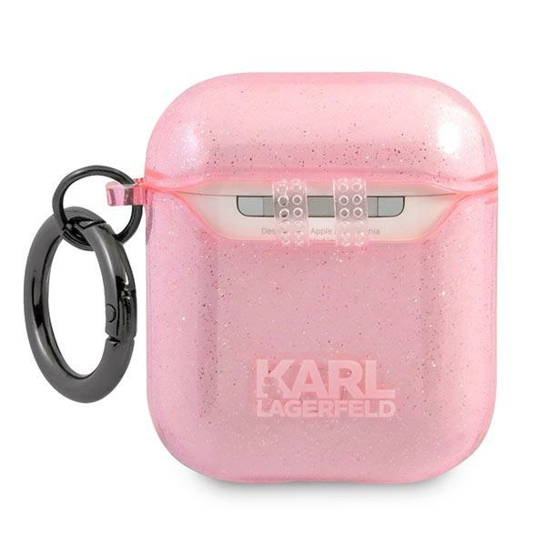 Cover KARL LAGERFELD Apple AirPods Cover Glitter Karl's Head Pink Case