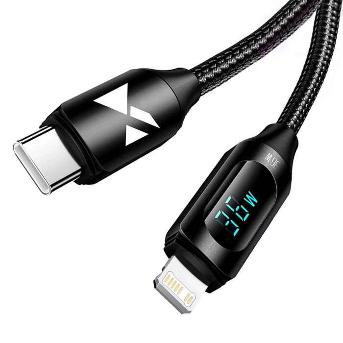Câble USB-C - Lightning Wozinsky WUCLC1 avec écran LED 36W 1m - noir