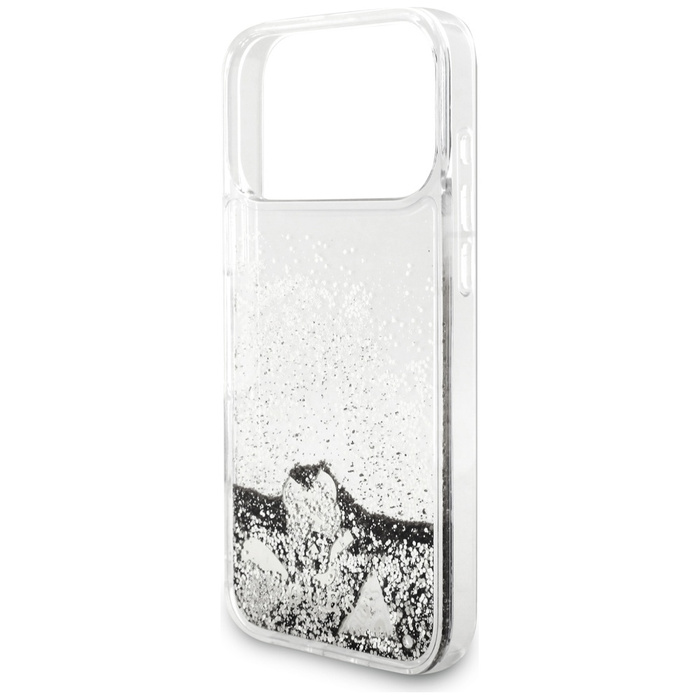 Etui Guess Liq. Glitter Charms do iPhone 17 Pro Max srebrny