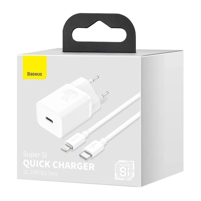 Rychlá nabíječka Baseus Super Si 1C USB Typ C 20W Napájení + USB kabel Typ C - Lightning 1m bílý (TZCCSUP-B02)
