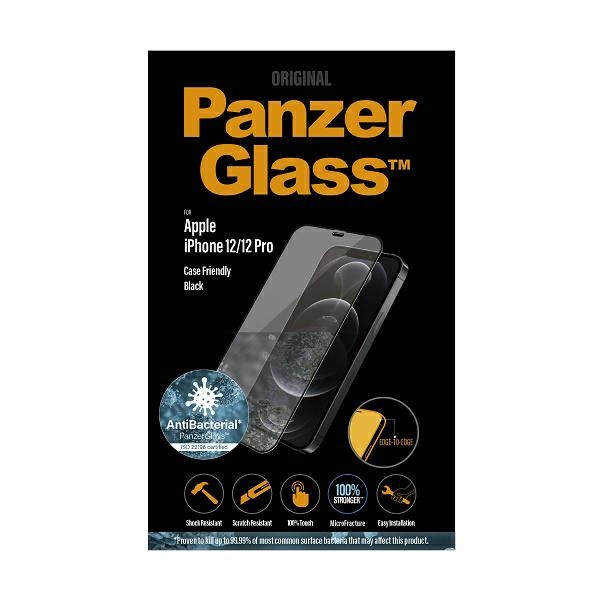 PanzerGlass E2E Super+ iPhone 12/12 Pro Case Friendly AntiBacterial MicroFracture black/black