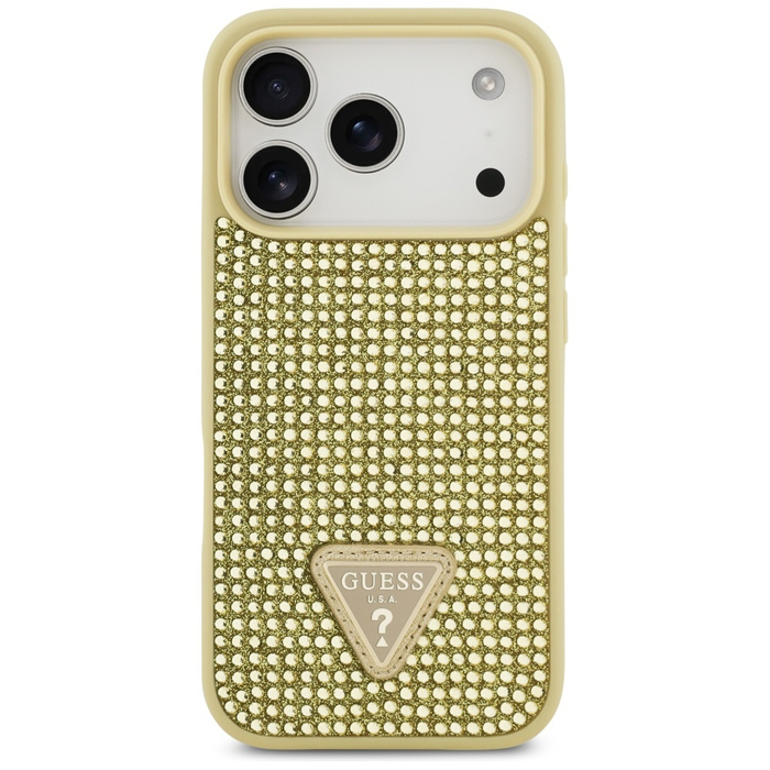 Etui Guess Rhinestone Triangle Logo do   iPhone 17 Pro złoty