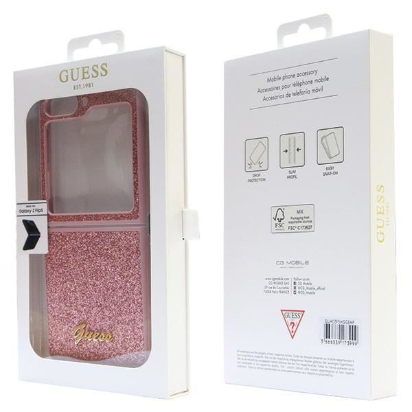 Coque Guess GUHCZF5HGGSHP F731 Galaxy Z Flip5 rose/rose durcase Glitter Script Case