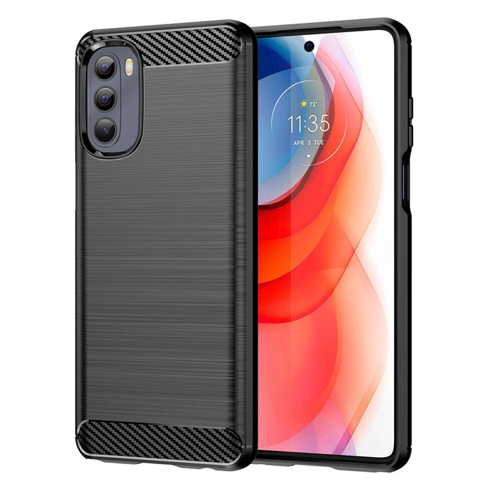 Custodia in TPU con custodia flessibile in carbonio per Motorola Moto G Stylus 2022 nera