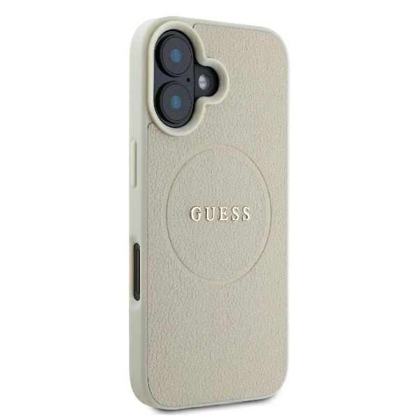 Etui Guess iPhone 16 6.1" beżowy/beige hardcase Grained Ring MagSafe