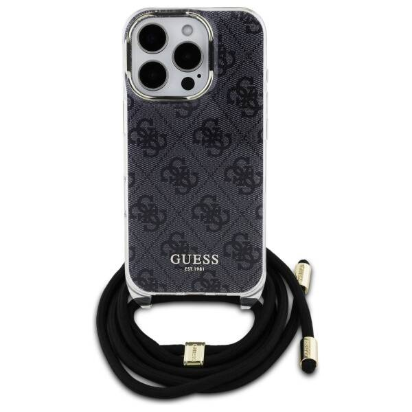 Etui Guess iPhone 16 Pro Max 6.9" czarny/black hardcase Crossbody Cord 4G Print