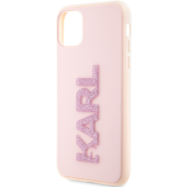 Karl Lagerfeld KLHCN613DMBKCP iPhone 11 / Xr 6.1" pink/pink hardcase 3D Rubber Glitter Logo