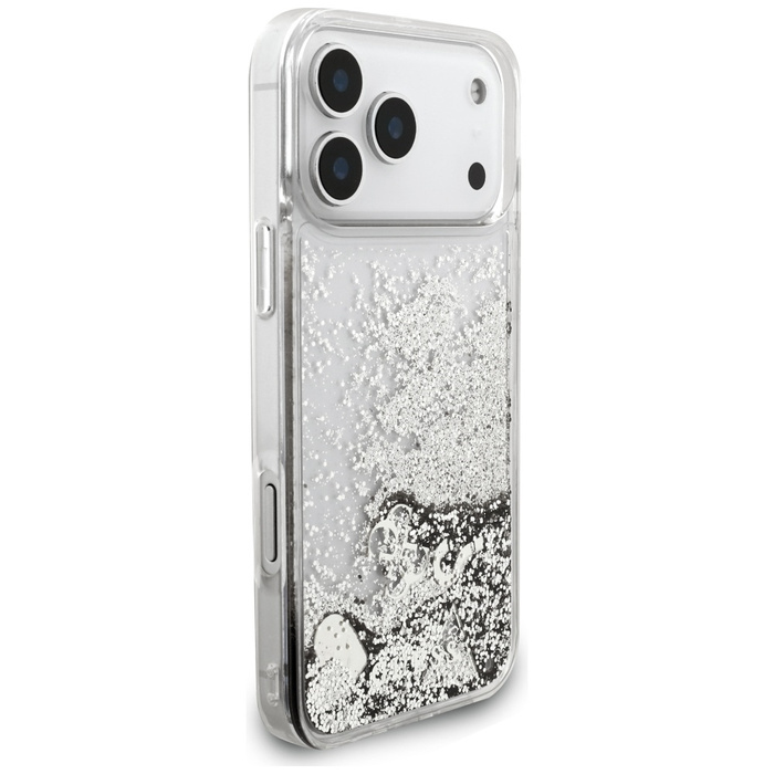 Etui Guess Liq. Glitter Charms do iPhone 17 Pro Max srebrny