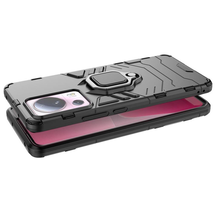 Ring Armor-Hülle für Xiaomi 13 Lite, gepanzerte Abdeckung, magnetischer Halterungsring, schwarz