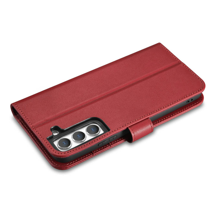 iCarer Haitang Funda de cuero tipo billetera Funda de cuero para Samsung Galaxy S22 + (S22 Plus) Funda tipo billetera roja (AKSM05RD)