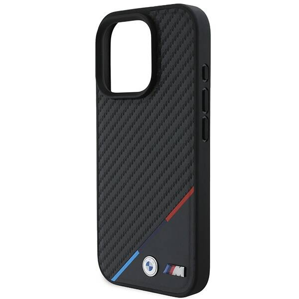 Hülle BMW iPhone 16 Pro 6.3" schwarz/schwarz hartcase M Carbon Tricolor Line MagSafe