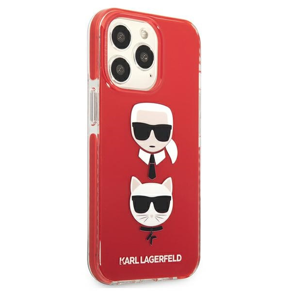 Hülle KARL LAGERFELD Apple iPhone 13 13 Pro Karl&Choupette Kopf Rot Hartcase
