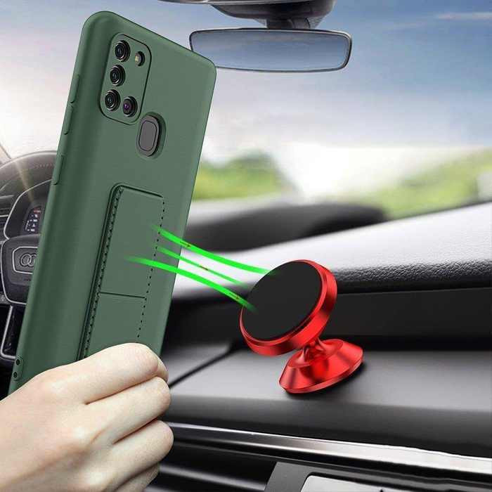 Wozinsky Kickstand Case Silikonový kryt stojanu pro Samsung Galaxy A21S tmavě modrý