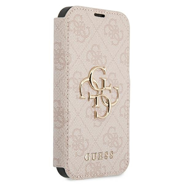 Hülle GUESS Apple iPhone 13 Pro Max Book 4G Großes Metall-Logo Rosa Case
