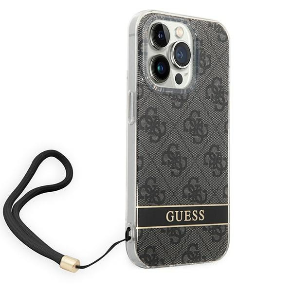 Guess GUOHCP14LH4STK iPhone 14 Pro 6.1" schwarz/schwarz hartcase 4G Print Strap