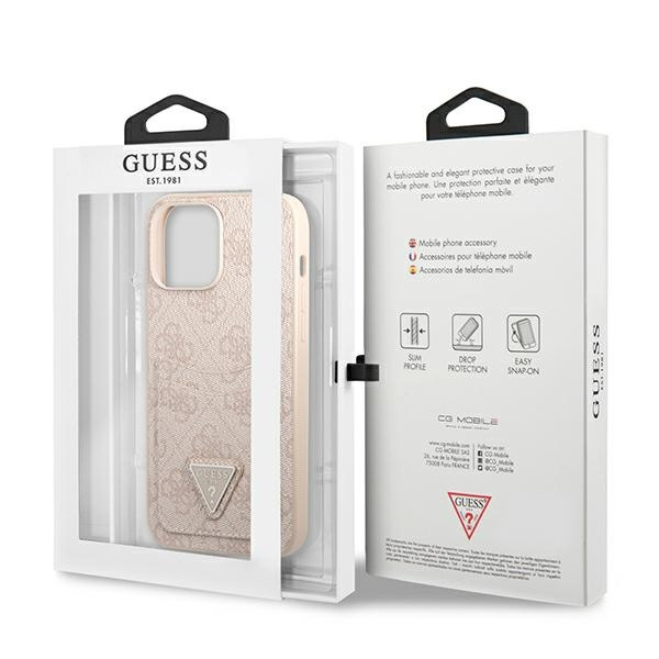 Case GUESS Apple iPhone 13 Pro Max 4G Triangle Logo Cardslot Pink Hardcase