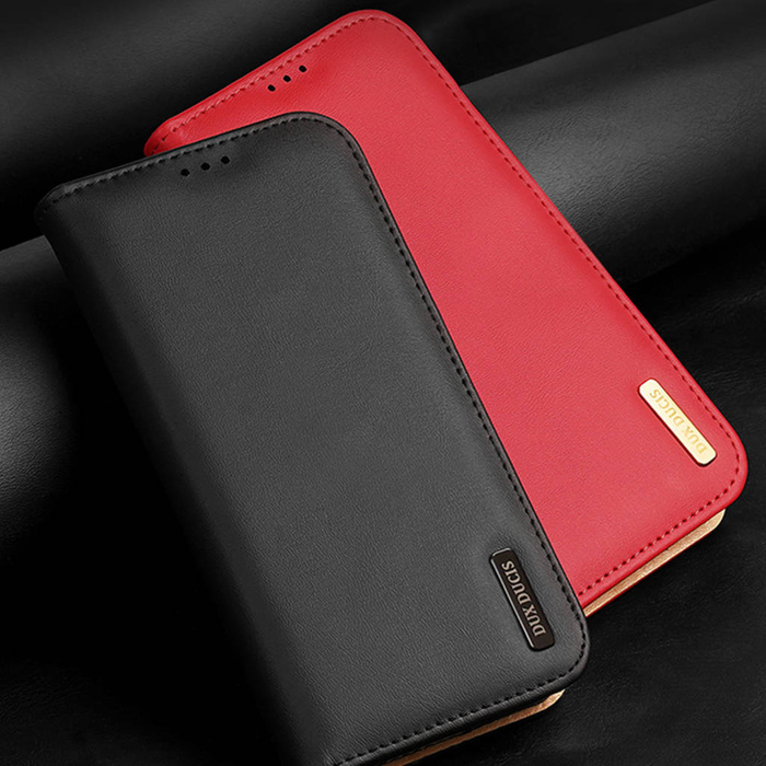 Coque Dux Ducis Hivo pour Samsung Galaxy S23 Flip Cover Wallet Stand RFID Blocking Rouge