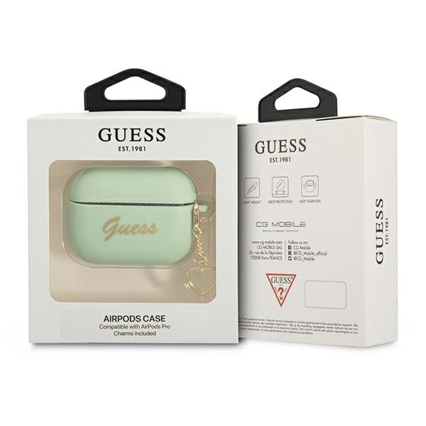 Case GUESS Apple AirPods Pro Cover Silicone Charm Heart Collection Green Case