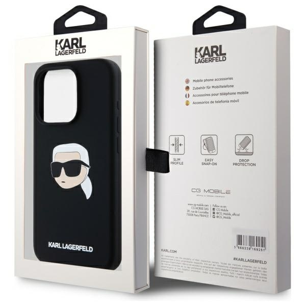 Karl Lagerfeld KLHMP15XSKHPPLK iPhone 15  Pro Max 6.7" czarny/black hardcase Silicone Karl Head Print MagSafe