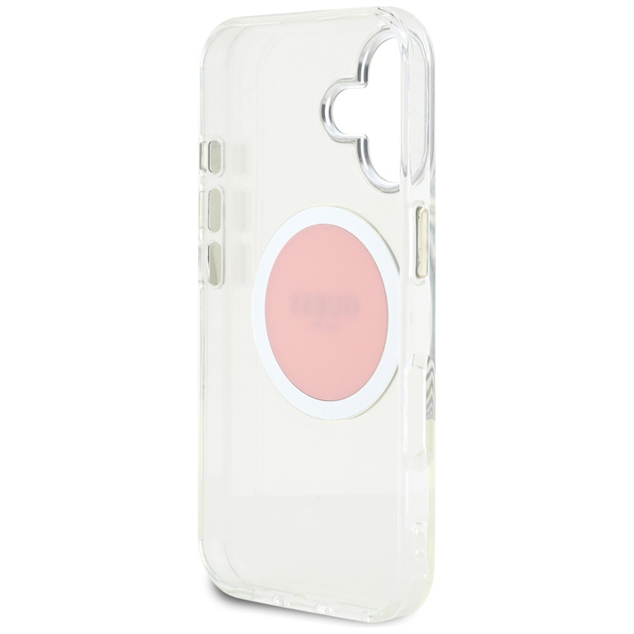Etui Guess IML Metal Colored Circle      Classic Logo MagSafe do iPhone 16 różowy