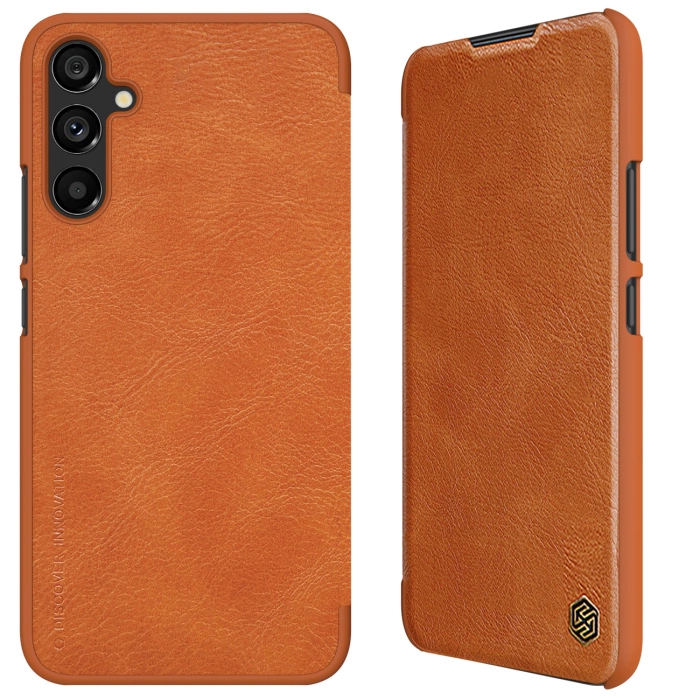 Skórzane etui do Samsung Galaxy A34 5G z klapką portfel Nillkin Qin Leather - brązowe