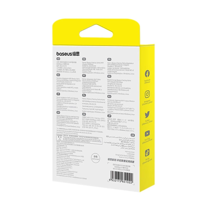 Carte réseau USB Baseus BS-OH170 650 Mb/s 5 GHz - noire