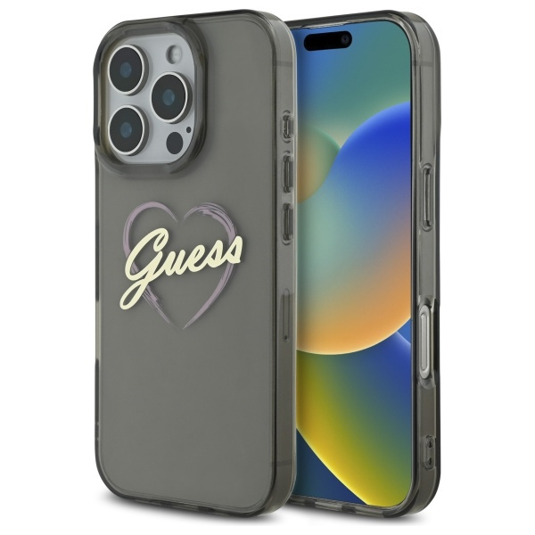 Etui Guess iPhone 16 Pro 6.3" czarny/black hardcase IML Heart