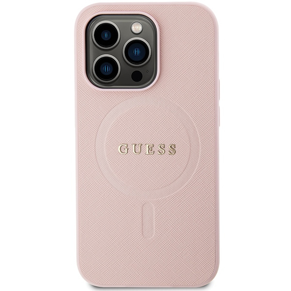 Case Guess GUHMP13LPSAHMCP iPhone 13 Pro / 13 6.1" pink/pink hardcase Saffiano MagSafe Case