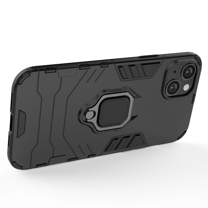 Obal Kroužek Armor obal až iPhone 14 Pancéřový kufr Pro Max držák mag neetický kroužek černý Case