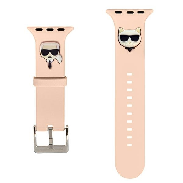 Karl Lagerfeld Armband KLAWLSLCKP Apple Watch 42/44 / 45mm rosa / rosa Armband Silikon Karl &amp; Choupette Heads