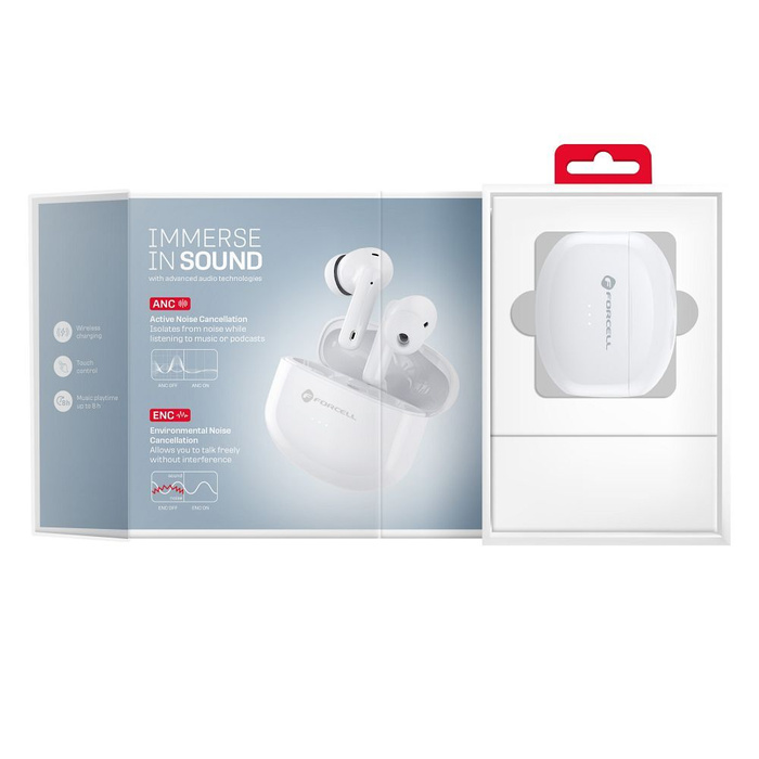 Słuchawki bezprzewodowe douszne Forcell F-Audio TWS Clear Sound białe