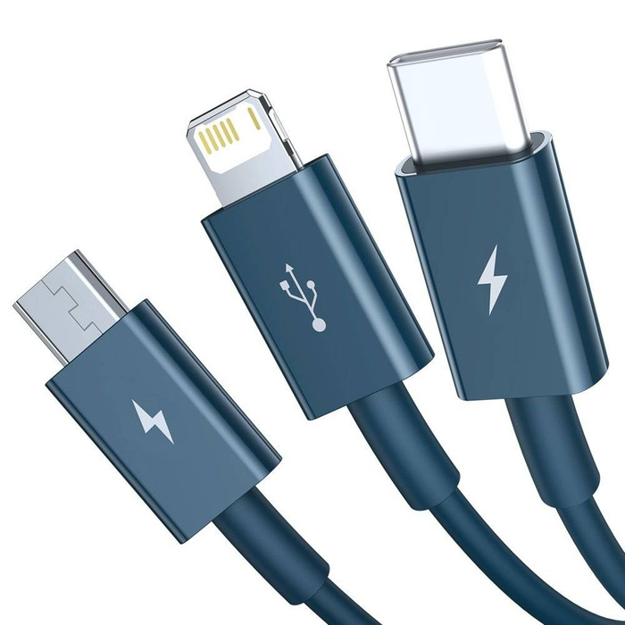 Baseus Superior Cable USB - Lightning / micro USB / USB Type 3,5 A 1,5m Blue (CAMLTYS-03)