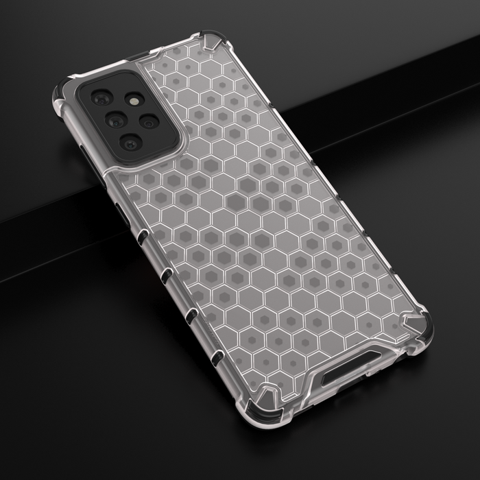 Cover a nido d&#39;ape blindata con cornice in gel per Samsung Galaxy A72 4G trasparente