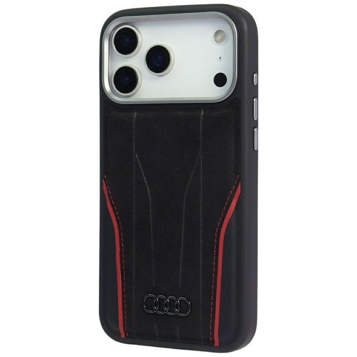 Etui Audi R8 Genuine Leather MagSafe do  iPhone 17 Pro Max czarno-czerwony